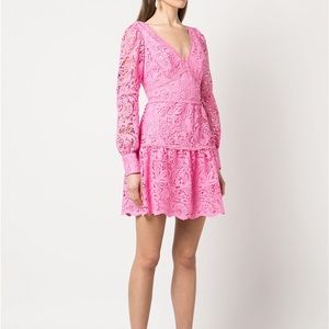 New authentic Marchesa Notte pink lace dress